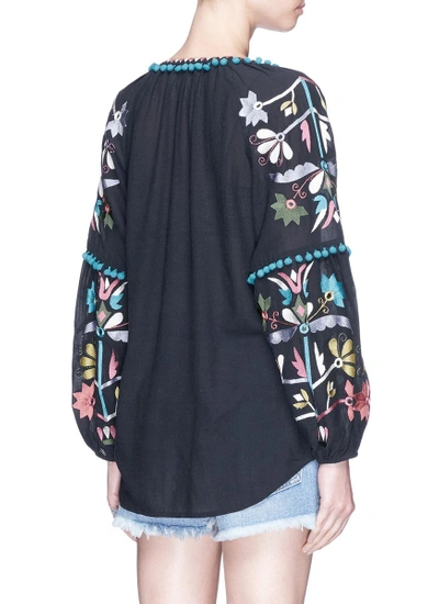 Shop Figue 'victoria' Pompom Floral Embroidered Tunic