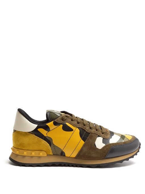 Valentino Garavani Rockrunner Camouflage Suede And Leather Trainers In  Green Multi | ModeSens