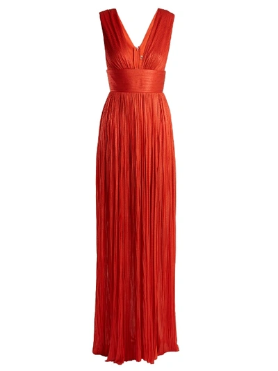 Maria Lucia Hohan Aurora Pleated Silk-tulle Gown In Red