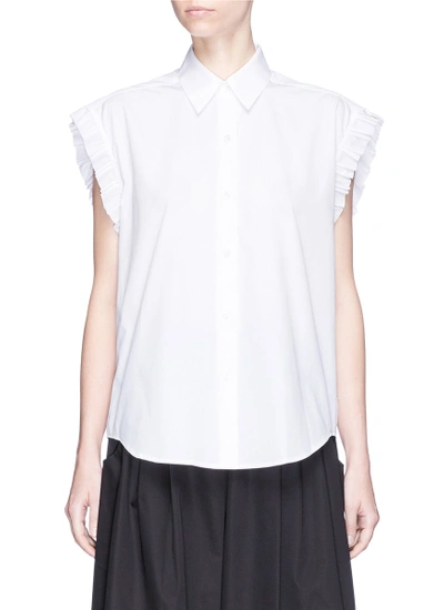 Tome Lace-up Back Ruffle Poplin Shirt In White