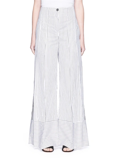 Tome Pleated Striped Cotton Wide-leg Pants In White