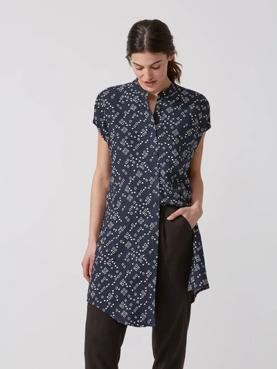 Shop Frank + Oak Patterned Oversized Shirt Dress In Dark Smoke