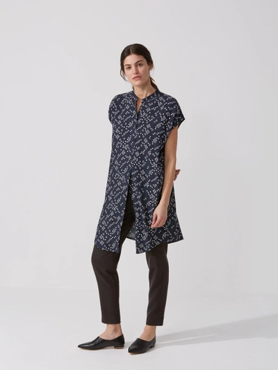 Shop Frank + Oak Patterned Oversized Shirt Dress In Dark Smoke