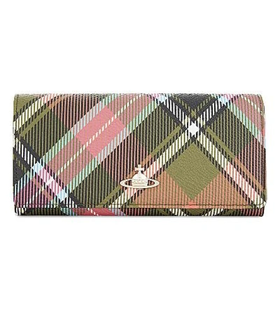 Shop Vivienne Westwood Derby Checked Grained Leather Wallet In Multi
