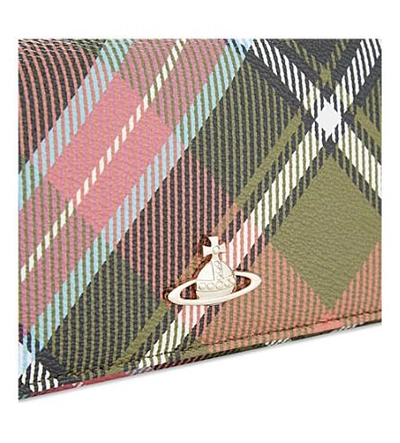 Shop Vivienne Westwood Derby Checked Grained Leather Wallet In Multi