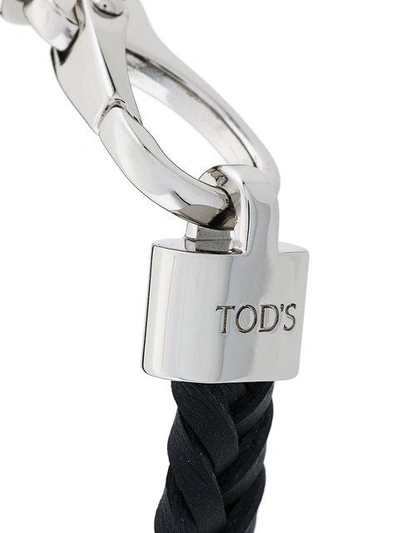 Shop Tod's Classic Woven Bracelet In Black