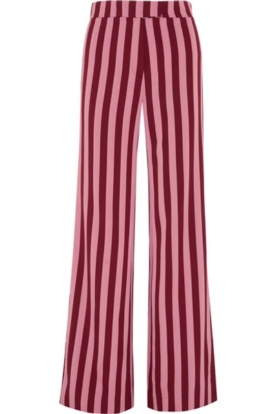 Shop Alexa Chung Striped Crepe Wide-leg Pants In Pink