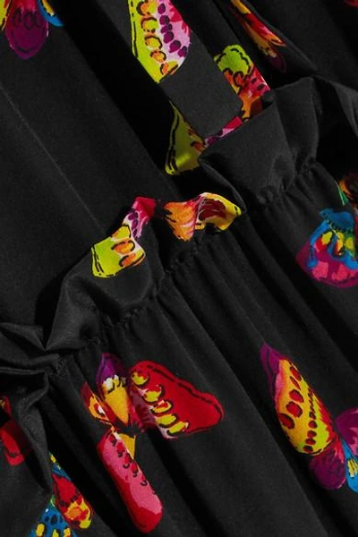 Shop Boutique Moschino Printed Silk Crepe De Chine Midi Dress In Black