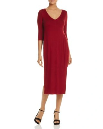 Three Dots High/low Overlay Dress In Claret