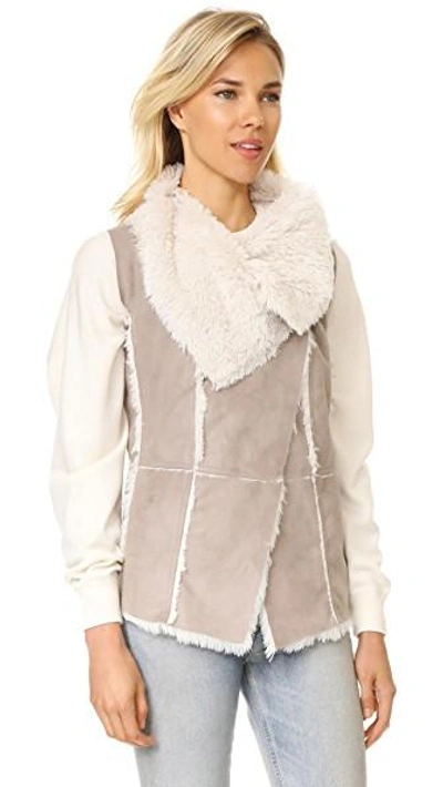 Shop Cupcakes And Cashmere Arden Faux Suede Drape Front Vest In Toffee