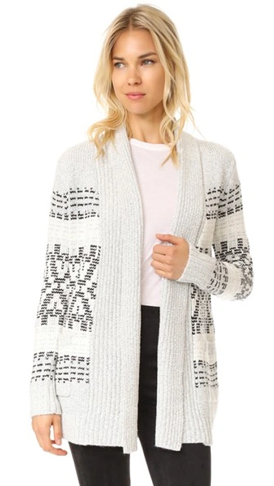 Cupcakes And Cashmere Raleigh Jacquard Cardigan In Heather Ash