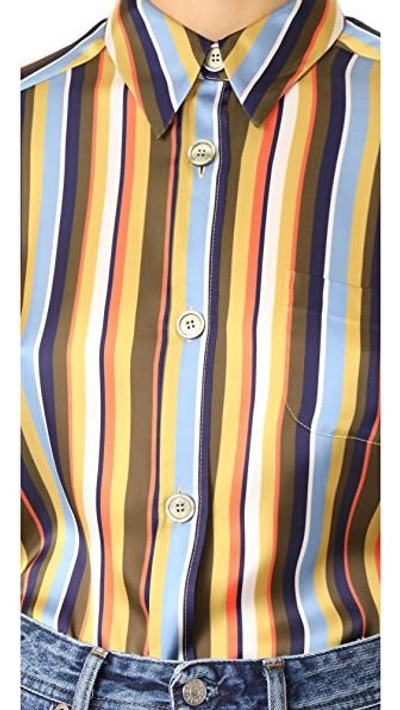 Shop Acne Studios Buse Fluid Blouse In Multi Stripe Brown