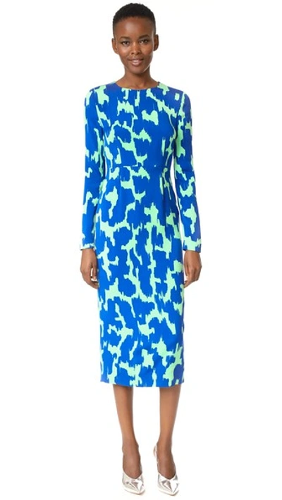 Diane Von Furstenberg Tailored Midi Dress In Eylan Klein Blue