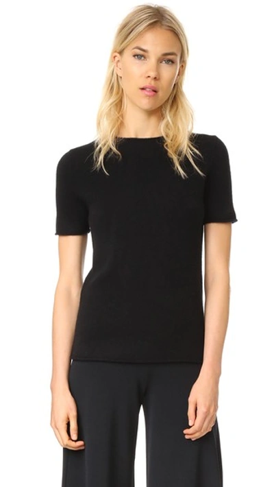 Shop Theory Cashmere Tolleree Short Sleeve Sweater In Black