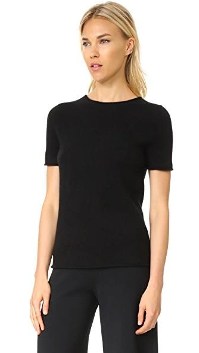 Shop Theory Cashmere Tolleree Short Sleeve Sweater In Black