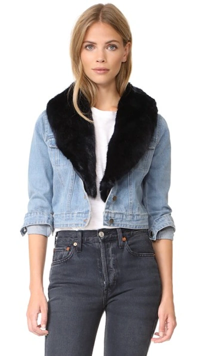 Bb Dakota Mia Faux Fur Jacket In Light Blue