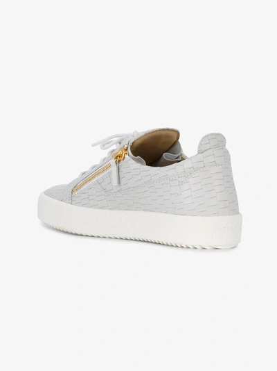Shop Giuseppe Zanotti Design Grey Croc Frankie Sneakers