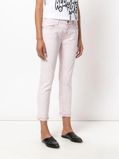 Shop Current Elliott Cropped Straight-leg Jeans In Pink