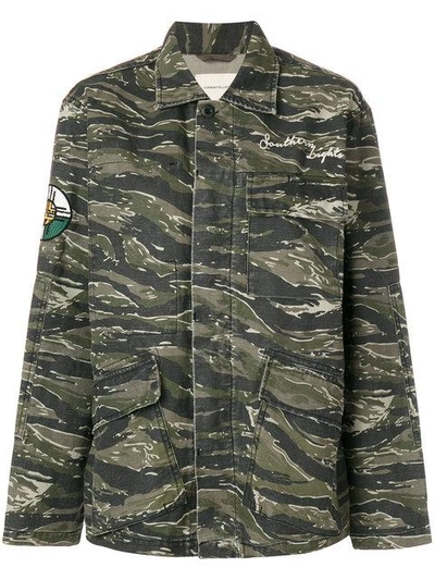 Shop Current Elliott Current/elliott Camouflage Patch Jacket - Green