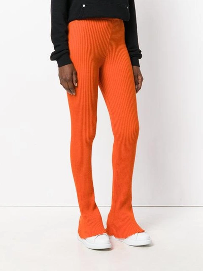 Shop Marques' Almeida Ribbed Skinny Trousers In Orange