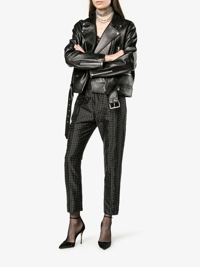 Shop Haider Ackermann Polka Dot Slim-fit Trousers In Black