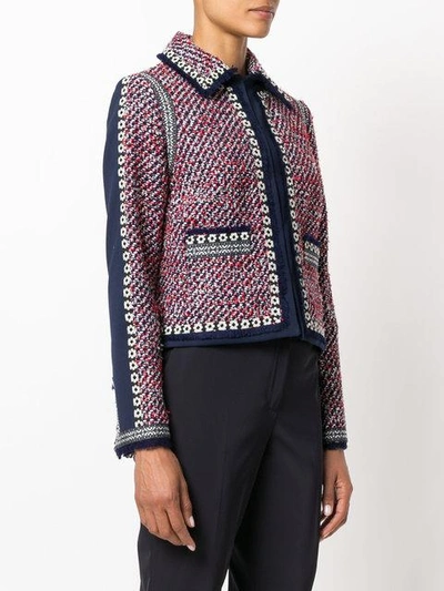 Shop Tory Burch Collared Tweed Jacket In Multicolour