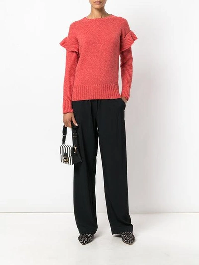 Shop Agnona Frill Sleeve Sweater In Red