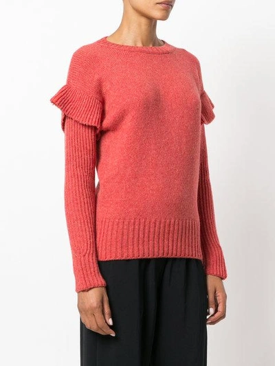 Shop Agnona Frill Sleeve Sweater In Red