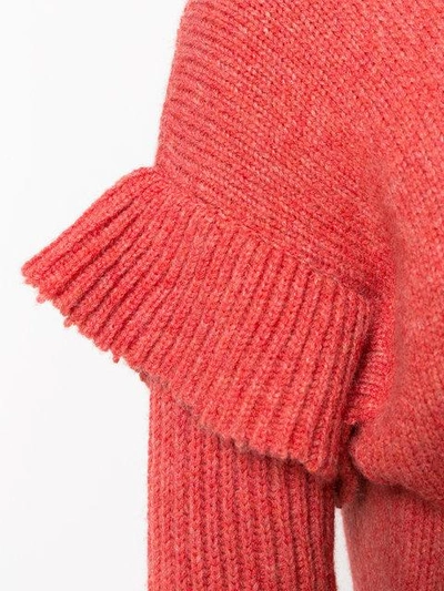 Shop Agnona Frill Sleeve Sweater In Red