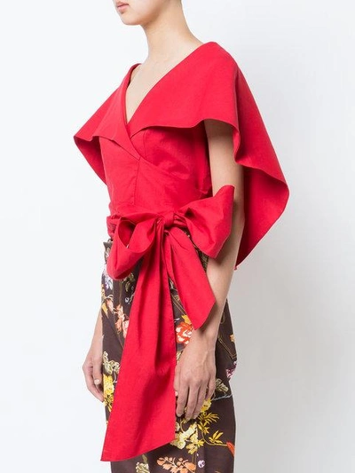 Shop Rosie Assoulin Geometric Wrap Cropped Top In Red