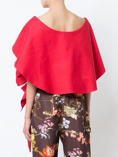 Shop Rosie Assoulin Geometric Wrap Cropped Top In Red