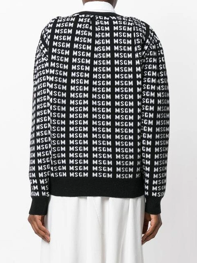 Shop Msgm All-over Logo Sweater - Black