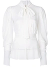 Dolce & Gabbana Pussybow Stretch Charmeuse Blouse In White