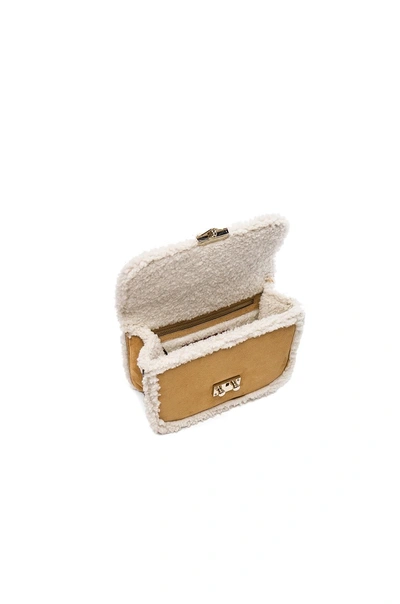 Shop Valentino Small Lock Shoulder Bag In Shearling & White