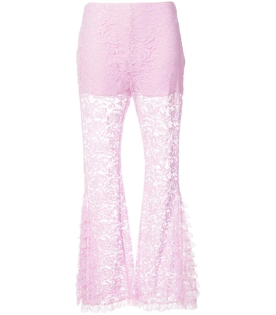 Shop Givenchy Pink Flared Lace Trousers