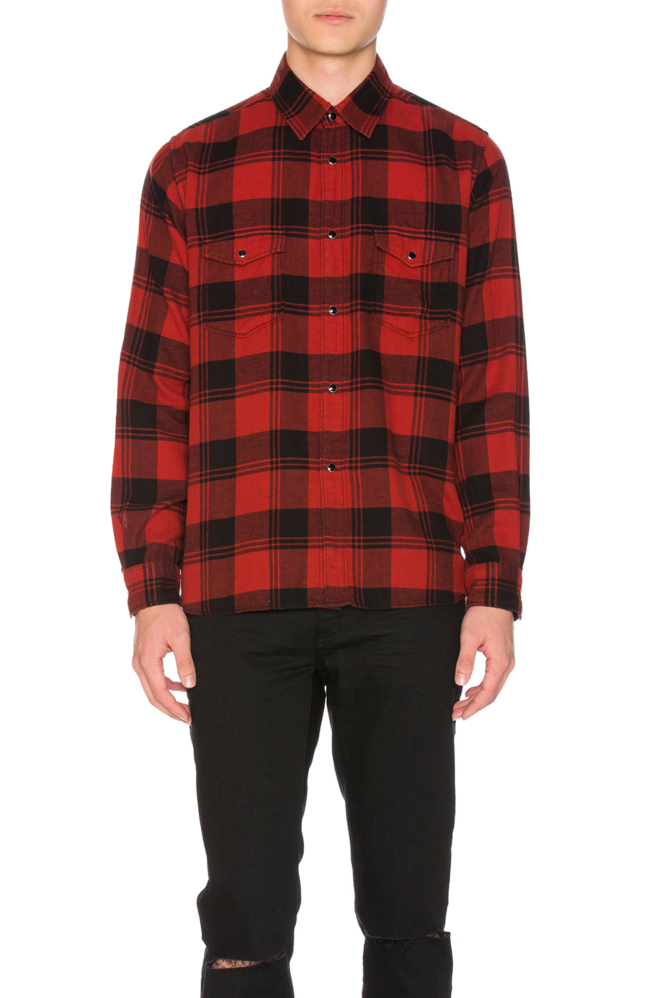 saint laurent checked shirt