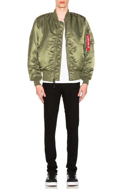 Shop Alpha Industries Ma-1 Blood Chit Bomber Jacket In Sage