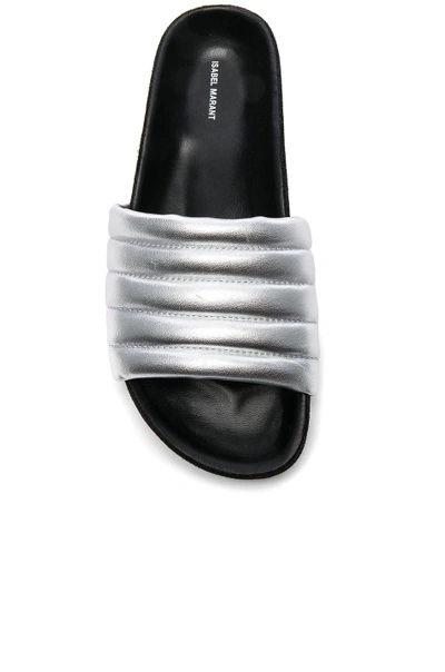 Shop Isabel Marant Padded Leather Hellea Sandals In Metallics
