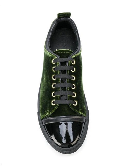 Shop Lanvin Low Top Sneakers In B412 Pine Green Black
