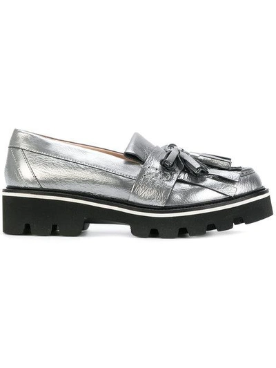 Shop Msgm Fringed Loafers - Metallic