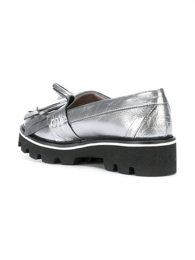 Shop Msgm Fringed Loafers - Metallic