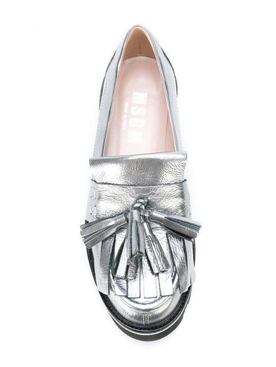 Shop Msgm Fringed Loafers - Metallic