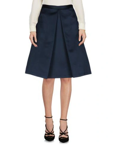 Shop Tibi Knee Length Skirt In Dark Blue