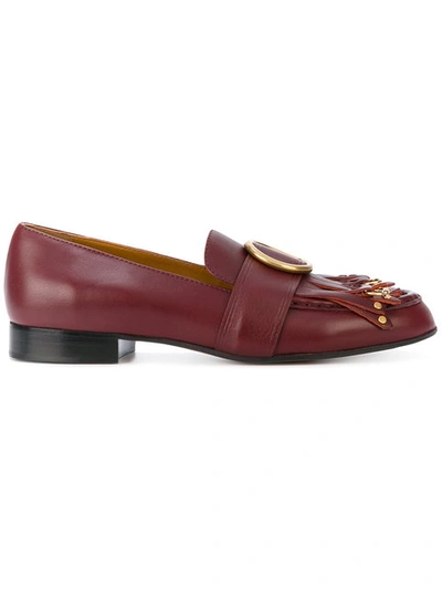 Chloé Olly Leather Kiltie Loafer, Sienna Red In Bordeaux
