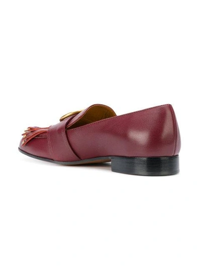 Shop Chloé Olly Fringed Loafers - Red