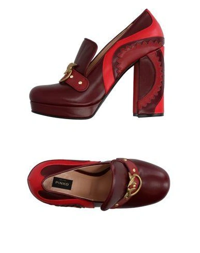 Shop Pinko Loafers In Maroon