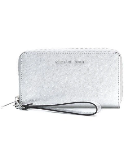Shop Michael Michael Kors Wrist-strap Wallet - Metallic