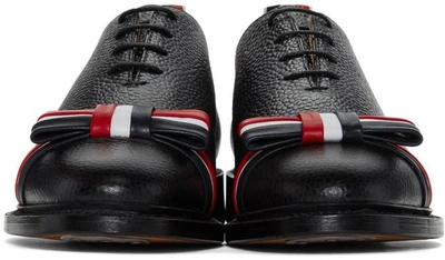 Shop Thom Browne Black & Tricolor Wholecut Bow Oxfords