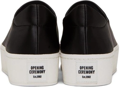Shop Opening Ceremony Black Satin Cici Platform Slip-on Sneakers In 0001 Black
