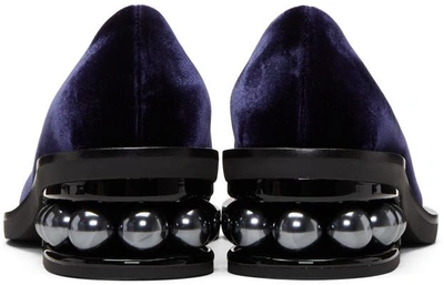 Shop Nicholas Kirkwood Navy Velvet Casati Pearl Moccasins